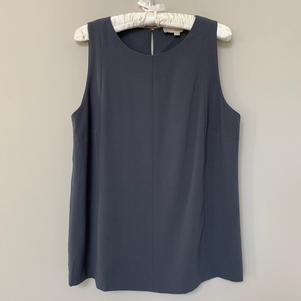 LOFT slate blue sleeveless blouse keyhole back fully lined size M